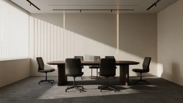 现代简约风格会议室配备长桌与多把椅子