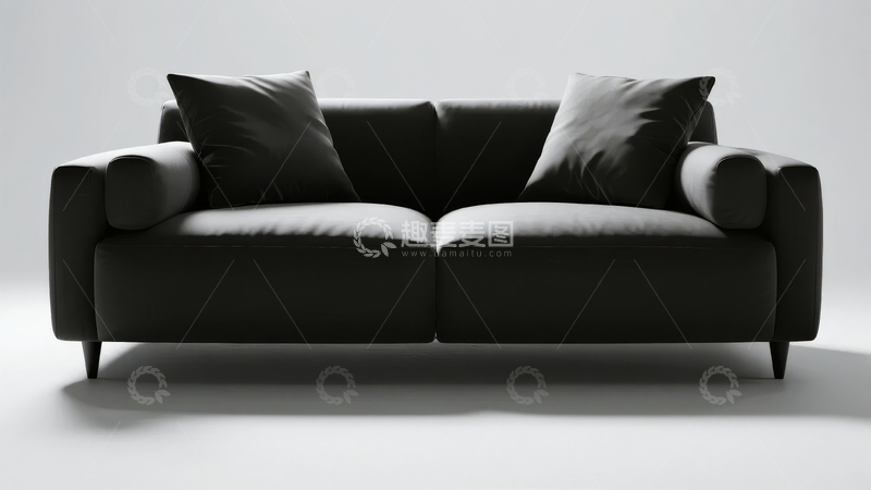 高清大图下载【趣麦麦图】现代简约风格黑色双人沙发