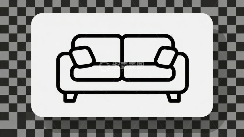 高清大图下载【趣麦麦图】黑白线条风格的双人沙发图标