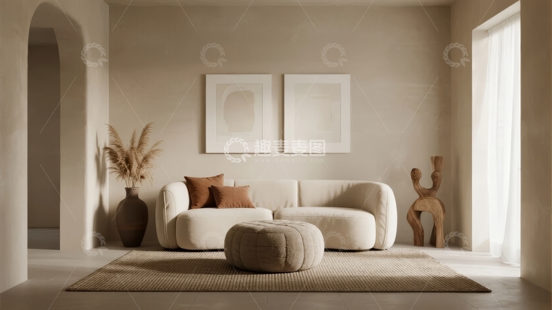 高清大图下载【趣麦麦图】现代简约风格客厅布置温馨舒适