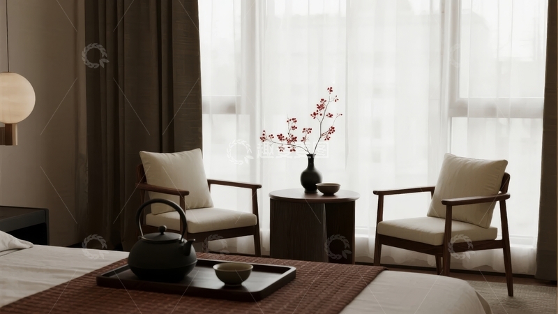 高清大图下载【趣麦麦图】现代简约风格卧室窗边休闲角落