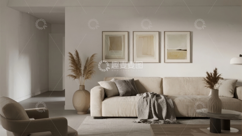高清大图下载【趣麦麦图】现代简约风格客厅布置温馨舒适