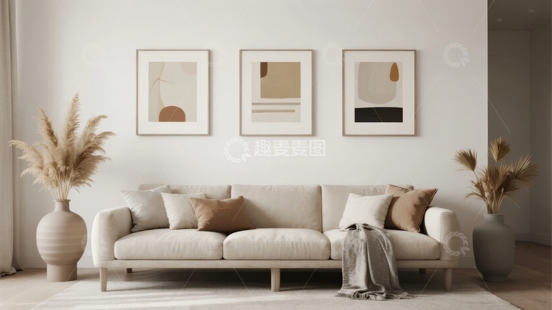高清大图下载【趣麦麦图】现代简约风格客厅沙发墙挂画装饰