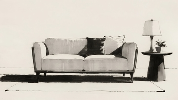 简约风格客厅中的沙发与边桌组合