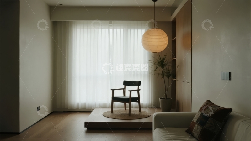 高清大图下载【趣麦麦图】现代简约风格客厅一角窗边休闲区