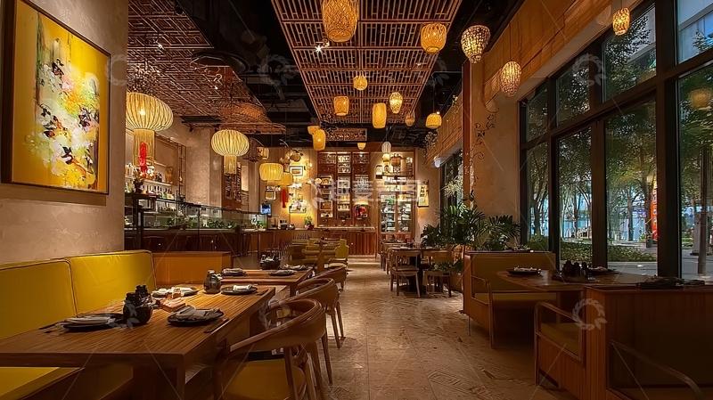 高清大图下载【趣麦麦图】现代风格餐厅内部装饰温馨舒适