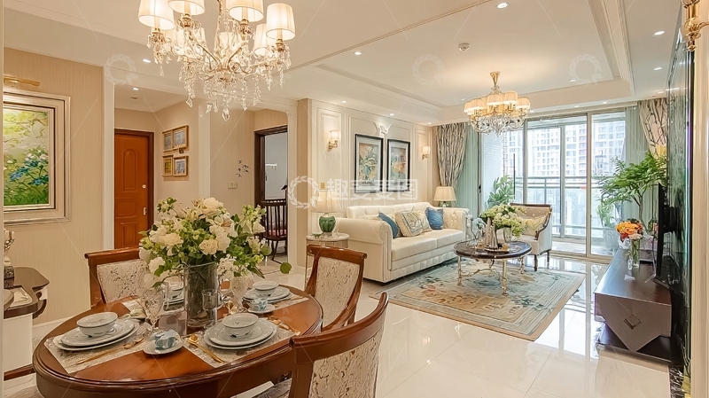 高清大图下载【趣麦麦图】现代豪华客厅与餐厅相连的室内设计