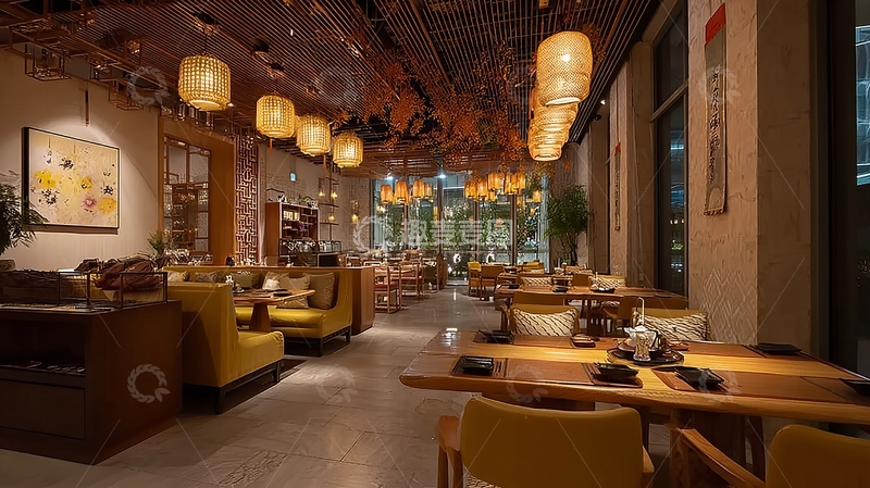 高清大图下载【趣麦麦图】现代风格餐厅内部装潢明亮舒适