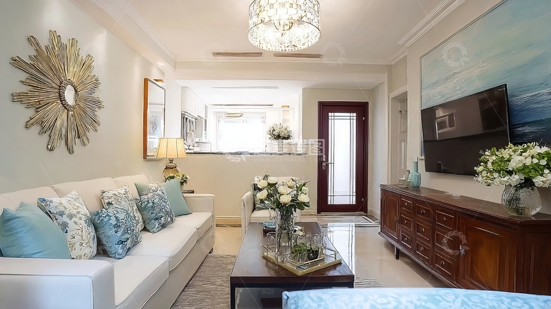 高清大图下载【趣麦麦图】现代客厅布置温馨舒适配有沙发茶几和装饰画