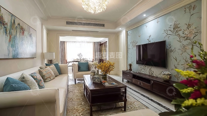 高清大图下载【趣麦麦图】现代客厅装饰优雅布置温馨舒适