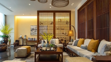 现代中式风格客厅布置温馨舒适