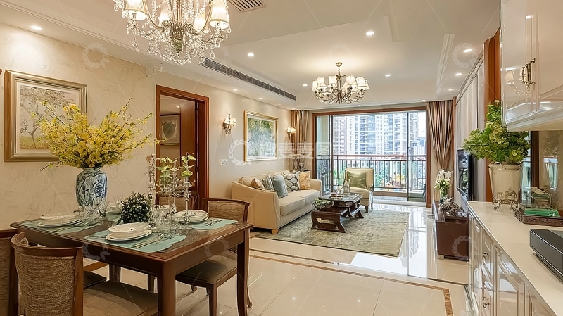 高清大图下载【趣麦麦图】现代豪华公寓客厅与餐厅一体化设计