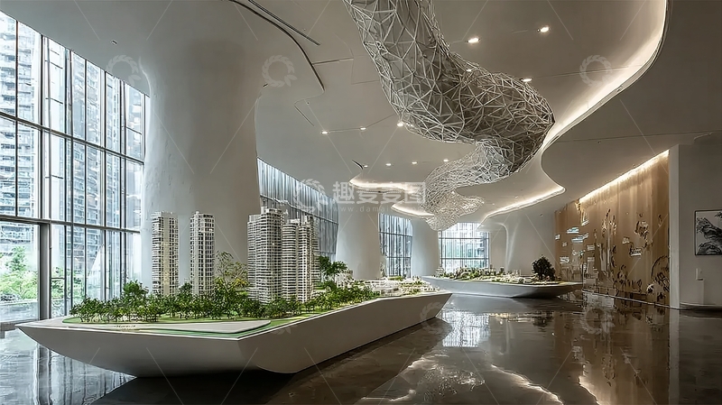 高清大图下载【趣麦麦图】现代建筑内部展示独特设计与城市景观模型