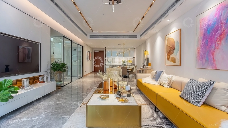 高清大图下载【趣麦麦图】现代客厅设计展示宽敞明亮的居住空间