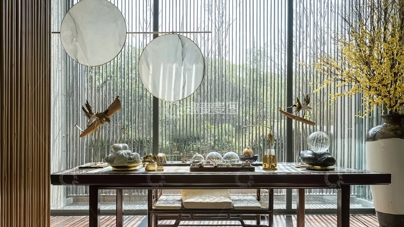 高清大图下载【趣麦麦图】现代中式风格室内装饰展示精致茶桌与摆件