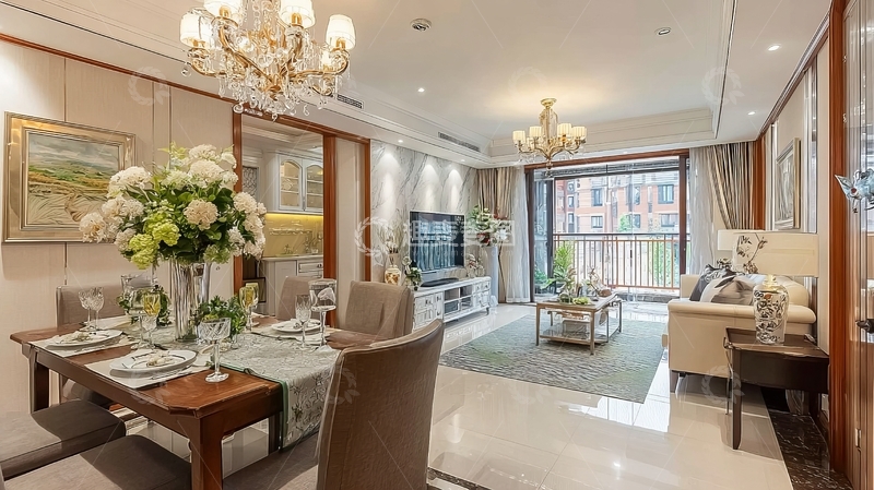 高清大图下载【趣麦麦图】现代豪华客厅与餐厅一体化设计