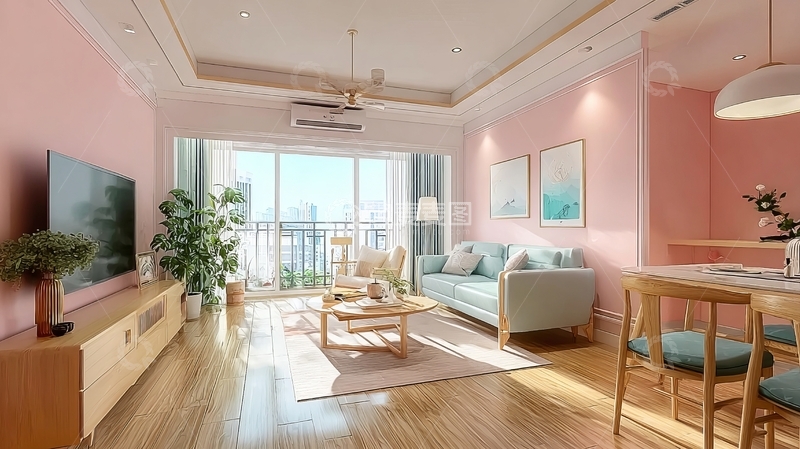 高清大图下载【趣麦麦图】现代客厅与餐厅一体化设计温馨舒适