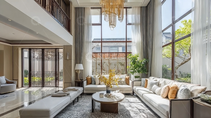 高清大图下载【趣麦麦图】现代豪华客厅设计宽敞明亮装饰精致