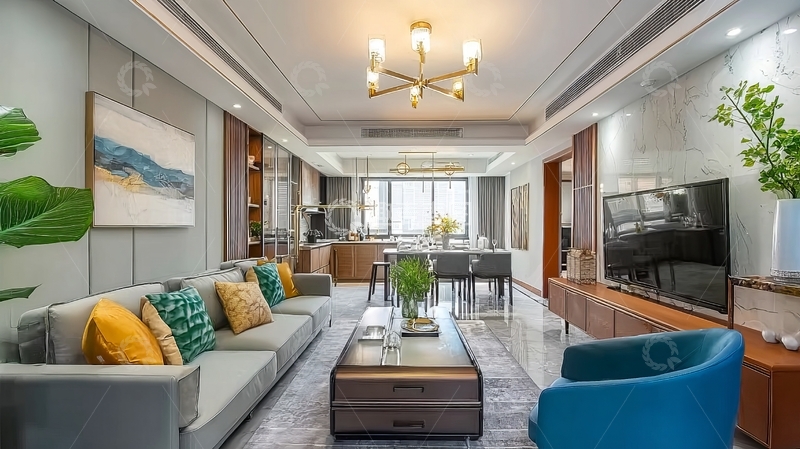 高清大图下载【趣麦麦图】现代客厅设计展示宽敞明亮的家居环境