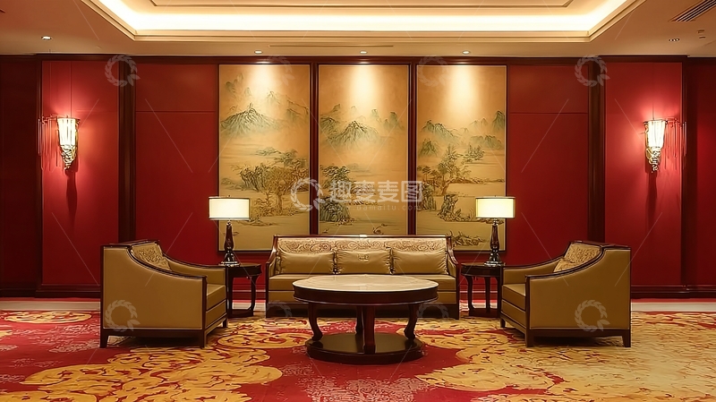 高清大图下载【趣麦麦图】豪华中式风格客厅装饰典雅氛围温馨