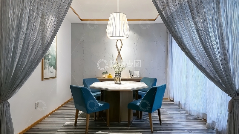 高清大图下载【趣麦麦图】现代简约风格餐厅内景装饰优雅
