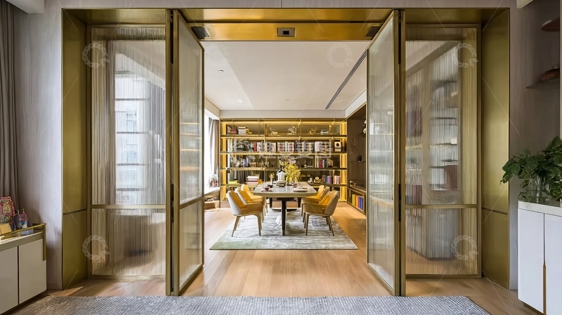 高清大图下载【趣麦麦图】现代奢华书房入口双开门设计