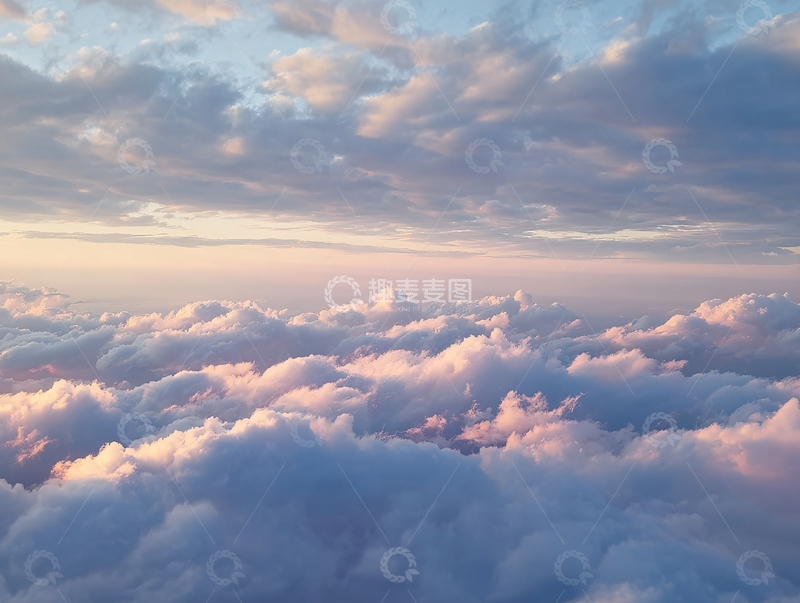 高清大图下载【趣麦麦图】高空俯瞰云海日落时分的壮丽景象