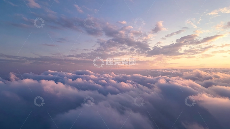高清大图下载【趣麦麦图】高空俯瞰云海日出或日落时分的壮丽景象