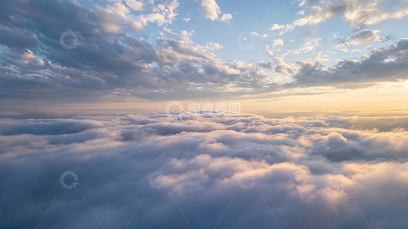 高清大图下载【趣麦麦图】高空俯瞰云海日出或日落时分的壮丽景象