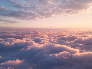 高空俯瞰云海日出或日落时分的壮丽景象