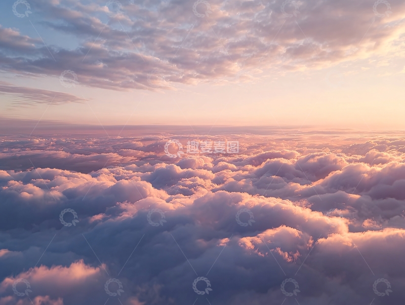 高清大图下载【趣麦麦图】高空俯瞰云海日出或日落时分的壮丽景象