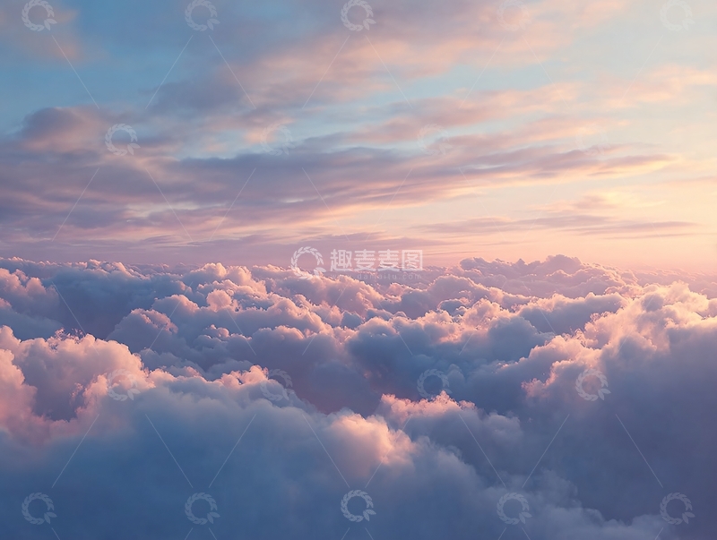 高清大图下载【趣麦麦图】高空俯瞰云海日落时分的壮丽景象