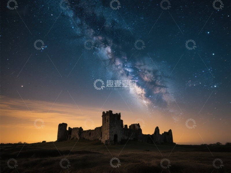 高清大图下载【趣麦麦图】星空下的古老城堡