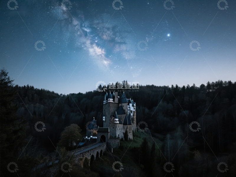 高清大图下载【趣麦麦图】夜空下的古堡