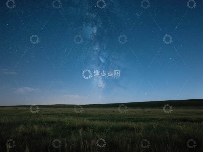 高清大图下载【趣麦麦图】夜空下的草原
