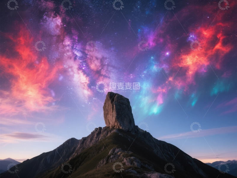 高清大图下载【趣麦麦图】星空下的孤峰