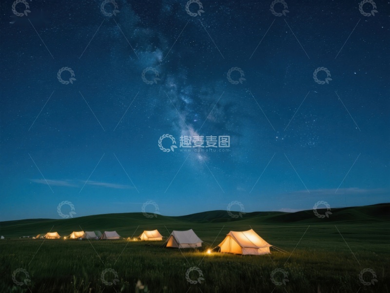 高清大图下载【趣麦麦图】星空下的帐篷营地