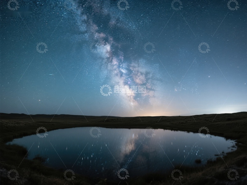 高清大图下载【趣麦麦图】银河倒映湖面，夜空璀璨如梦