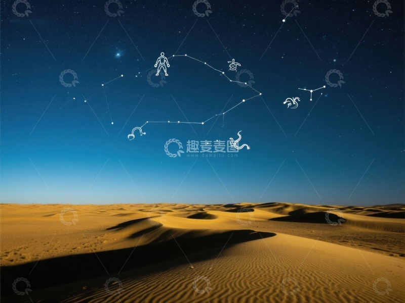 高清大图下载【趣麦麦图】沙漠夜空下的星座图案