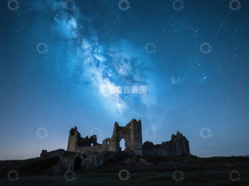 高清大图下载【趣麦麦图】星空下的古老废墟