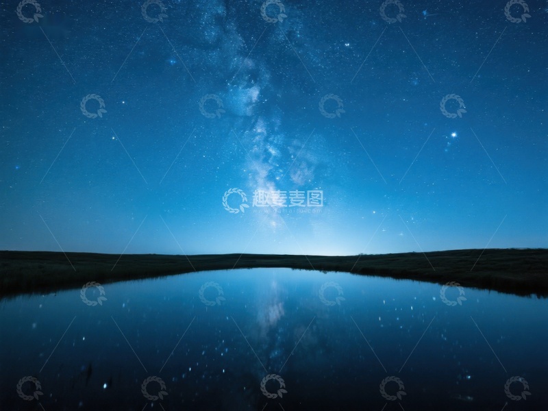 高清大图下载【趣麦麦图】银河倒映湖面，夜空璀璨如梦