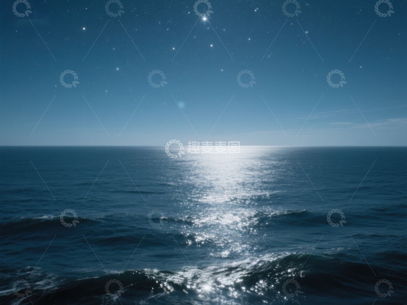 高清大图下载【趣麦麦图】夜空下的海洋波光粼粼