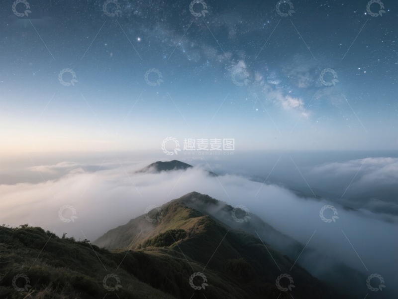 高清大图下载【趣麦麦图】星河璀璨，云海山巅