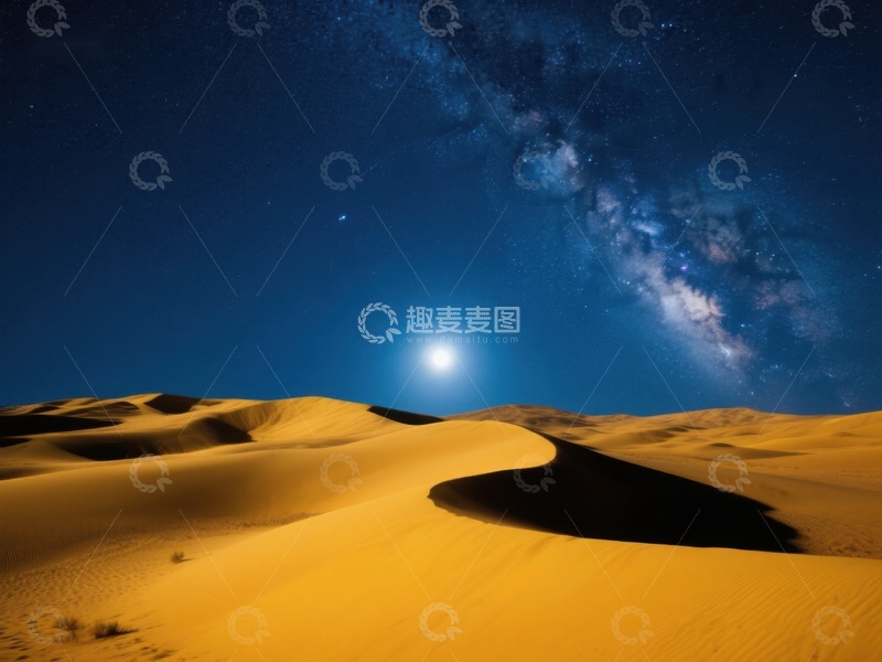 高清大图下载【趣麦麦图】沙漠夜景与银河