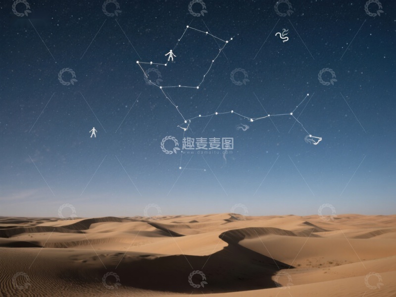 高清大图下载【趣麦麦图】沙漠夜空下的星座图
