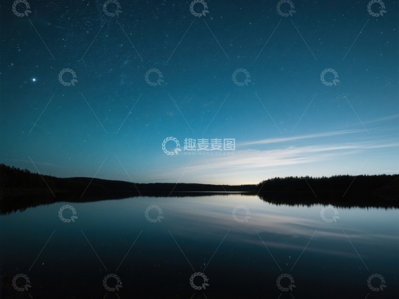 高清大图下载【趣麦麦图】夜空下的静谧湖面
