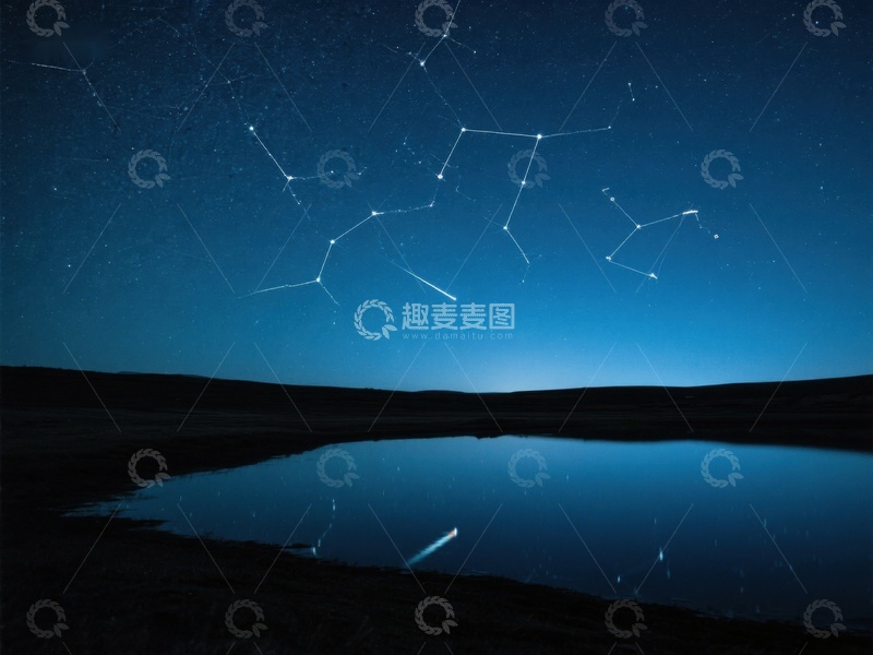 高清大图下载【趣麦麦图】夜空星座映照湖面