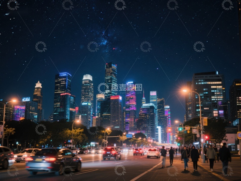 夜幕下的城市灯火辉煌