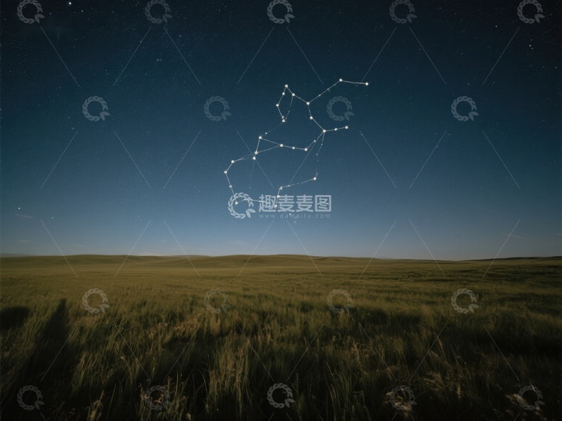 高清大图下载【趣麦麦图】夜空下的草原星座