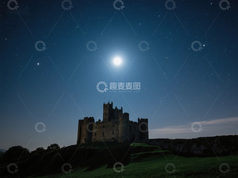 高清大图下载【趣麦麦图】月光下的古老城堡